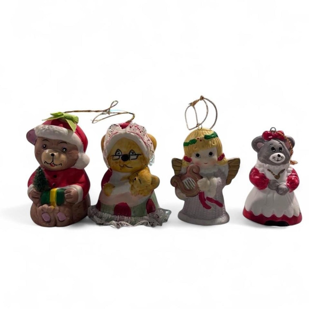 VINTAGE 70s/80s Kitschy Porcelain Bell Ornament Bundle